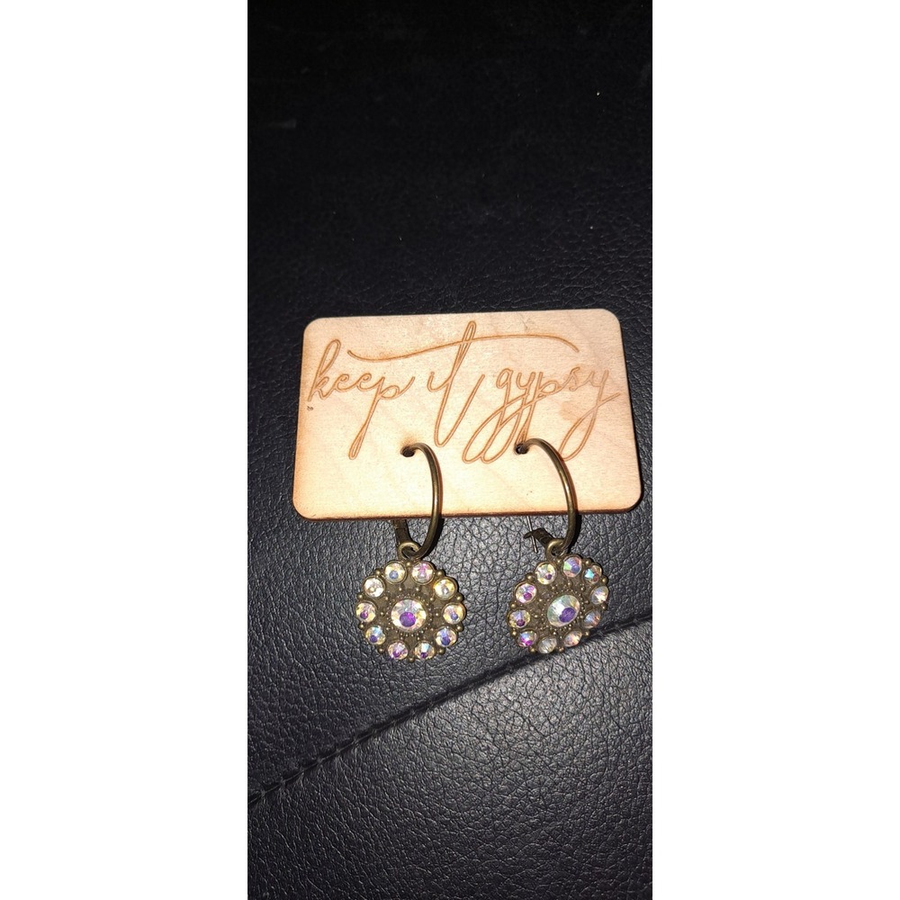 Keep It Gypsy Rhinestone and Brass‎ Sassy Bling Western Earrings, Rustic Sparkle